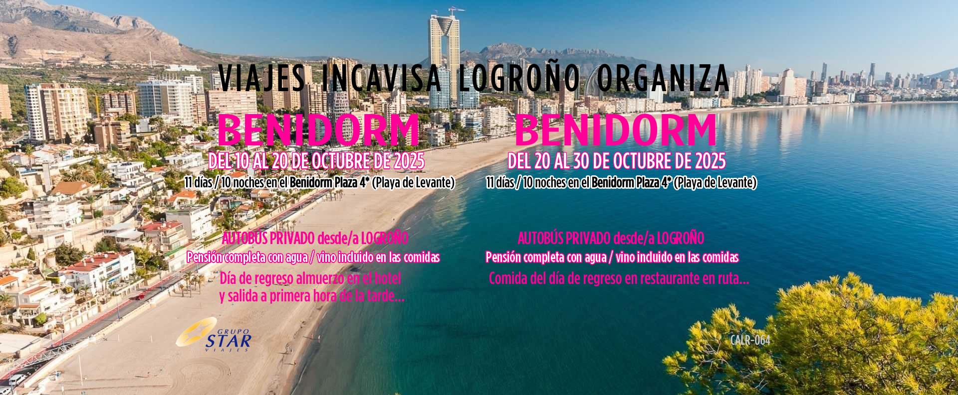 benidorm octubre 2025 dos salidas